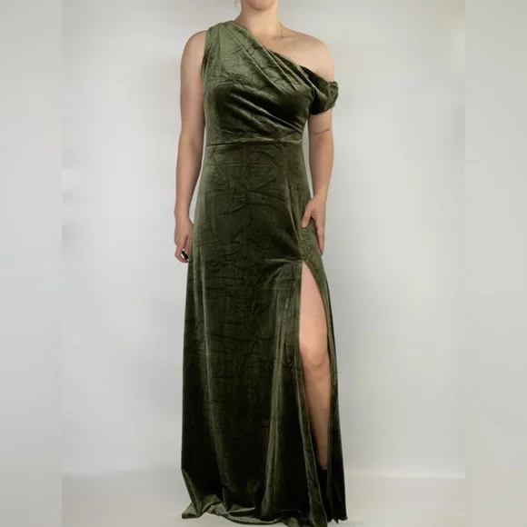 slim fit dress slacks Baltic Born Womens Bronwyn Velvet Dress | Olive main image 0
